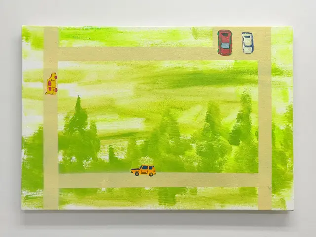 緑の車の作品：Driving on the landscape
