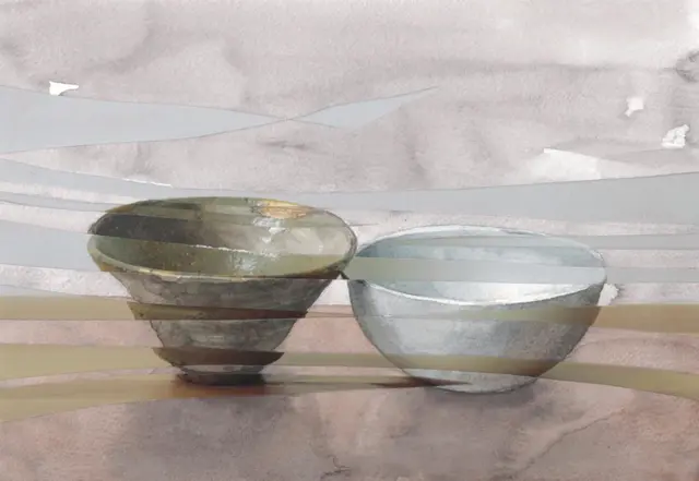 Still Life, Antique Bowl and Stainless Steel Bowl (parallax_19)