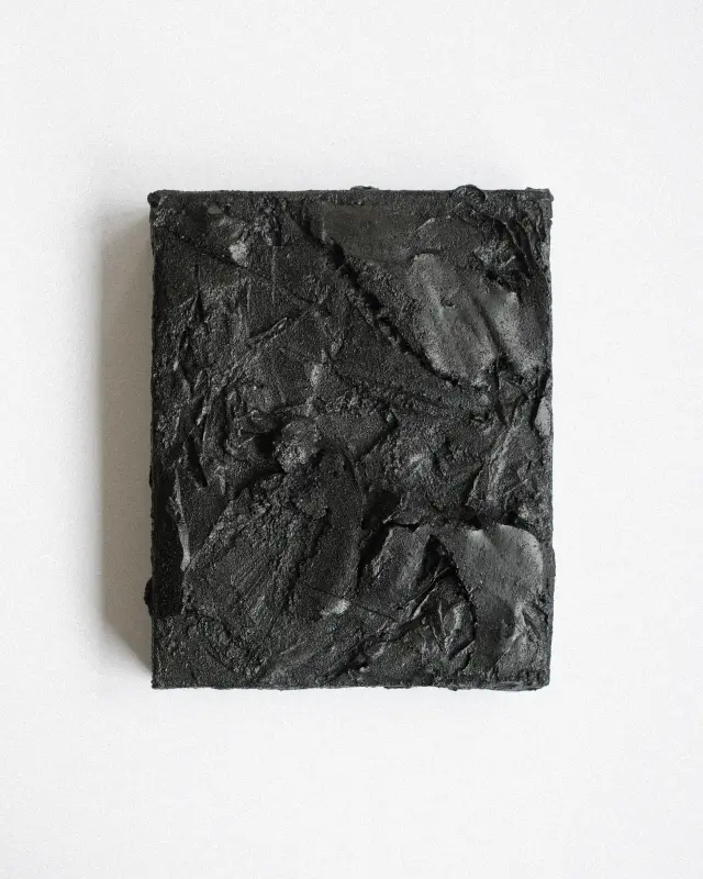 0202 ・ 2022 ・ Acrylic, glue, ink, newsprint, plaster, tape, and quartz sand on canvas
