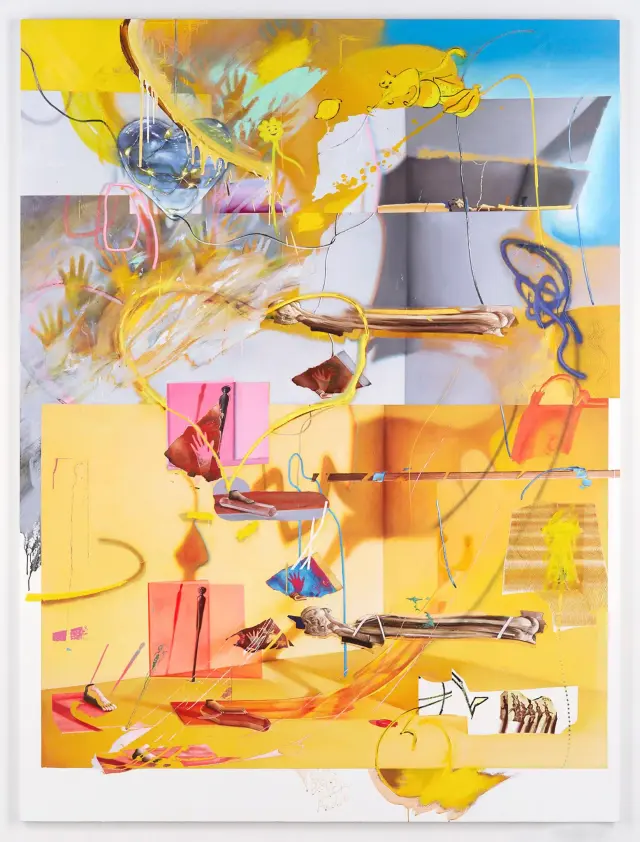 《Yellow room with playful hearts》(2018) / H259xW194cm キャンバスに油彩