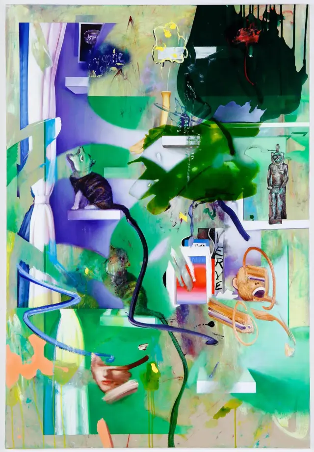 《Cat on shelf》(2018) / H131xW90cm キャンバスに油彩