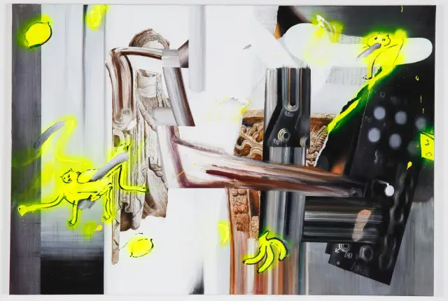 《Banana & Cat》(2018) / H90xW131cm キャンバスに油彩
