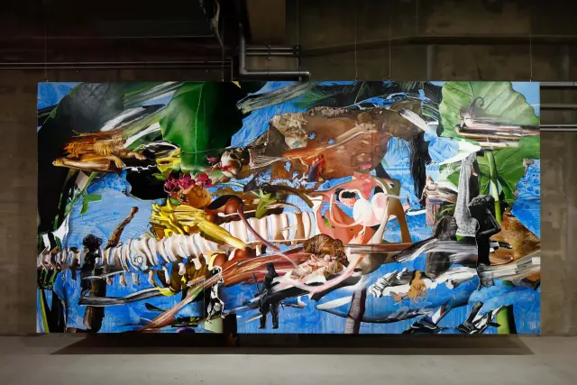 《Memories of the Land / Body》(2020) キャンバスに油彩 H300xW600cm / 今津景「Mapping the Land / Body / Stories of its Past」展示風景、ANOMALY、東京、2021、撮影: 木奥惠三 / Memories of the Land / Body (2020) Oil on linen, H300xW600cm / Kei Imazu Solo Exhibition "Mapping the Land / Body / Stories of its Past", Installation view, ANOMALY, Tokyo, 2021, Photo: Keizo Kioku /