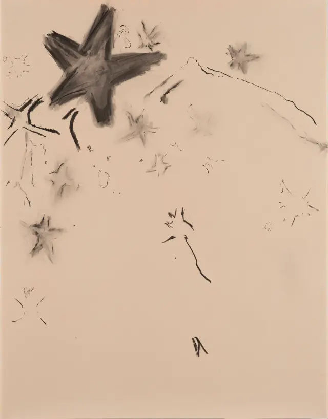 《道、または夜道》2018 H127×W99.3cm、紙に木炭