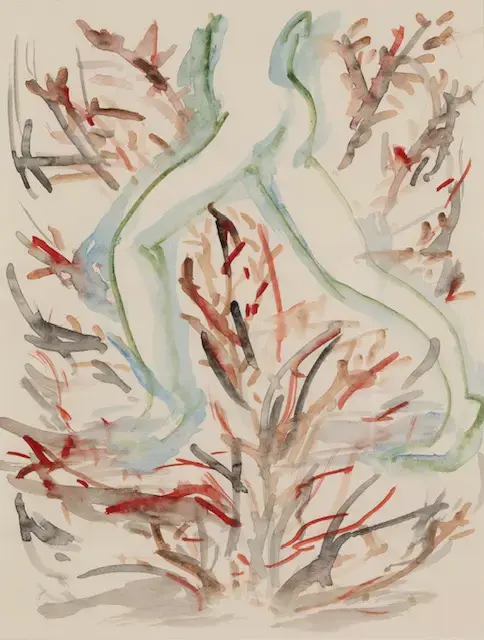 《Untitled》2019、紙に色鉛筆と水彩、H27.5xW21 cm