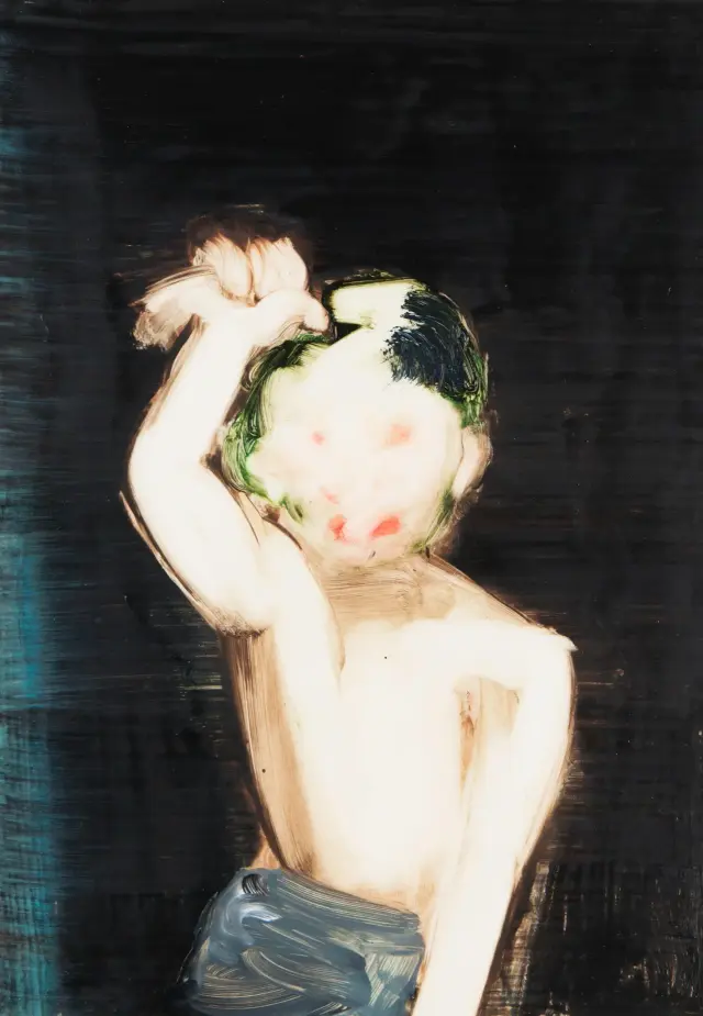 《無題》2015年、紙に油彩、H31.2xW21.8cm