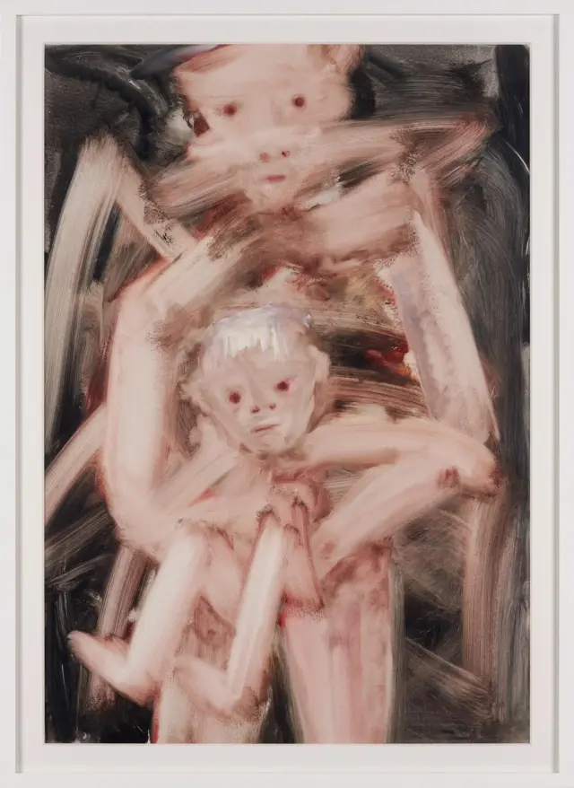 《無題》2018年、紙に油彩、H79xW55cm
