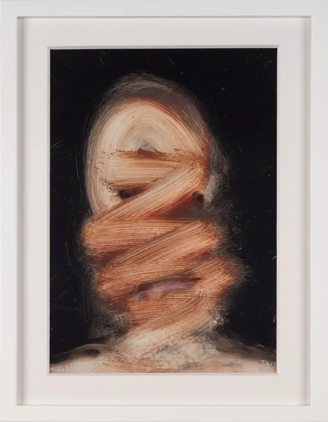 《無題》2018年、紙に油彩、H25.5xW17.7cm