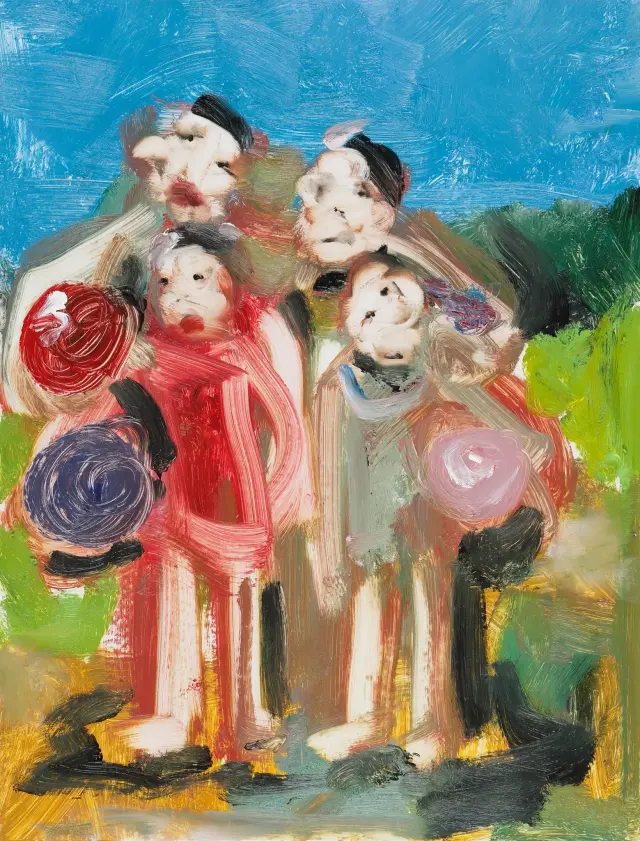 《無題》2016年、紙に油彩、H39xW30cm