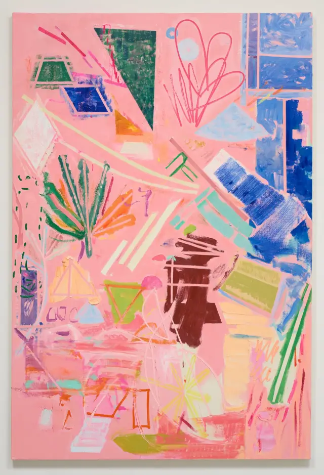 《Open Map (Here, There, Over There)》2025年、キャンバスに油彩、H194.5xW131cm