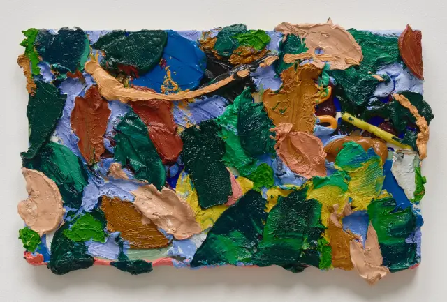 《Untitled (Aix-en)》2025年、キャンバスに油彩、H26.5×W43 cm