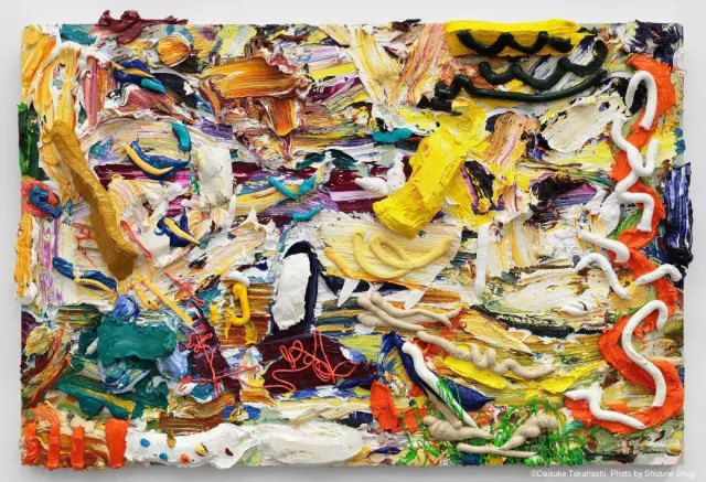 《無題（ユ、イ、カ）》2013-2014年、パネルに油彩、H62.5xW92.5cm