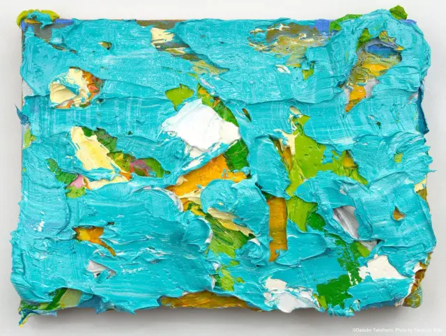 《無題（デの青）》2011-2012年、パネルに油彩、H26.5xW36.5cm