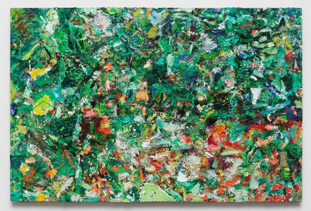 《無題（green field）》2009年、キャンバスに油彩、H97.5×W146cm