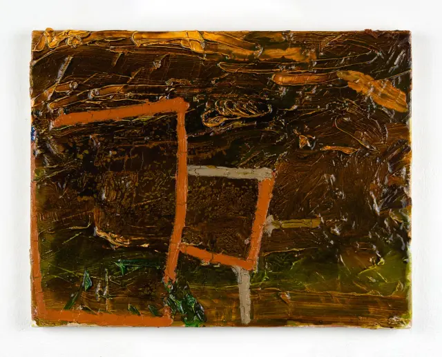 《74 眠る絵画》2017年、キャンバスに油彩、H32.5xW41.5cm