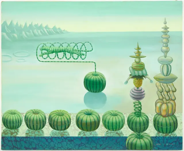 《案山子のある風景》 (1989) キャンバスに油彩 / Landscape of Scarecrow (1989) Oil on canvas, H50x60.5cm