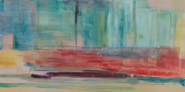 《View, A City, Rain, 12:58pm 7 June 2022》 2022 / H50×W100cm、顔料、アクリル、その他、キャンバス