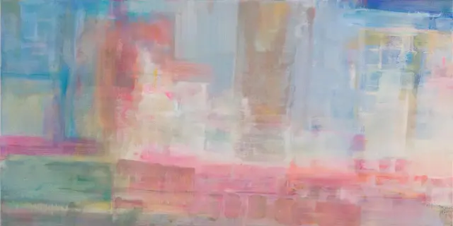 《View, A City, Time, 4:45pm 27 June 2022》 2022 / H50×W100cm、顔料、アクリル、その他、キャンバス