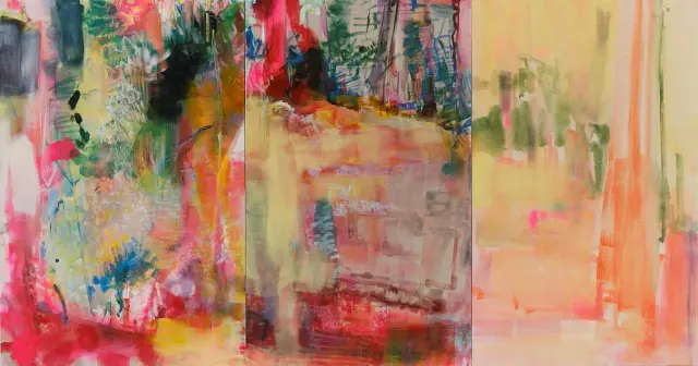 《View, Through the Doors, Morning 16 Jan 2022》2022 / H146xW276.5cm、顔料、アクリル、その他、キャンバス
