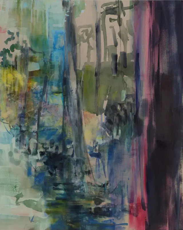 《View, Toward the Ways, Morning 16 Jan 2022》2022 / H227.5×W182×D4cm、顔料、アクリル、その他、キャンバス