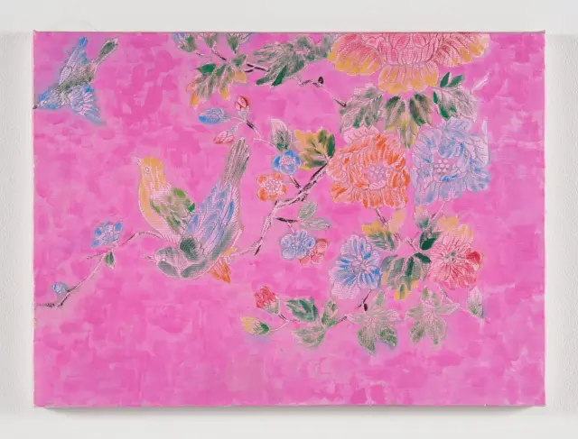 《ぬりえ》(2022) 布の裏面にアクリル、H33.3xW45.5cm