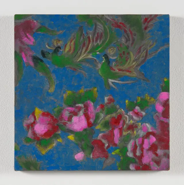 《ぬりえ》(2022) 布の裏面にアクリル、H27.3xW27.3cm
