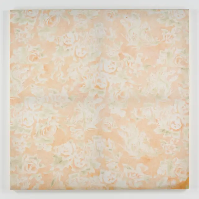 《ぬりえ（脱色）》(2019) 脱色した布にアクリル、H100xW100cm