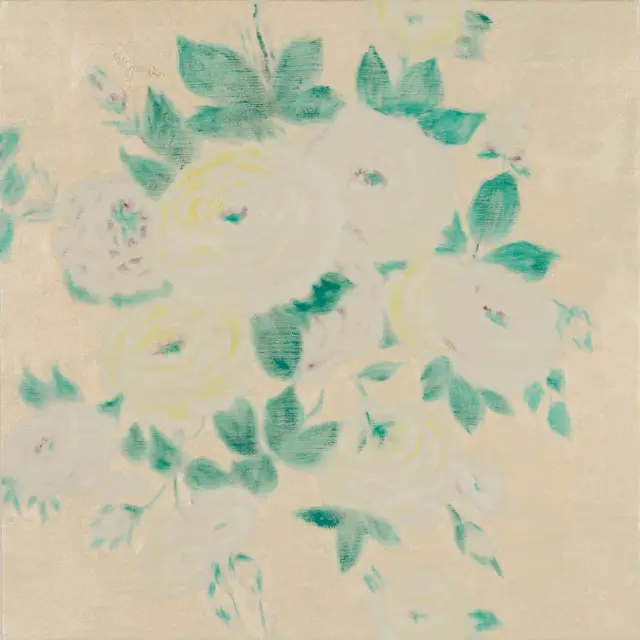 《ぬりえ》(2017) 布の裏面にアクリル、H33.3xW33.3cm