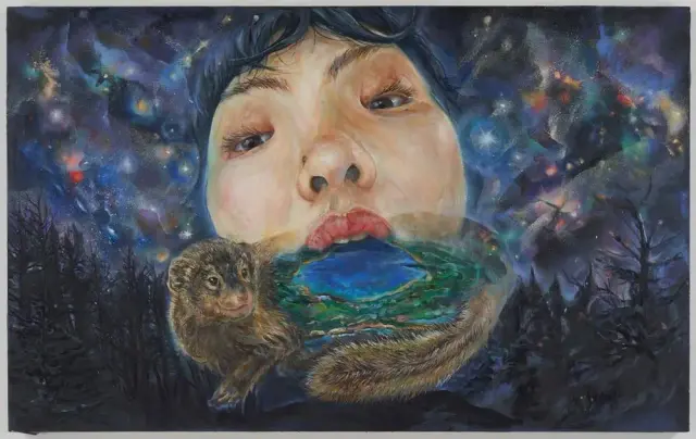 《さよならララバイ》 (2019) キャンバスに油彩 / Sayonara Lullaby (2019) Oil on canvas / H72.7xW116.7cm