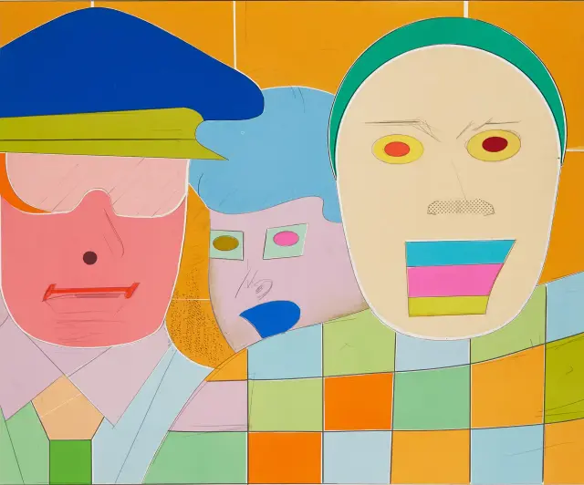 《三人（わたしたち）》2001年、紙にスクリーントーン、H36xW46.5cm