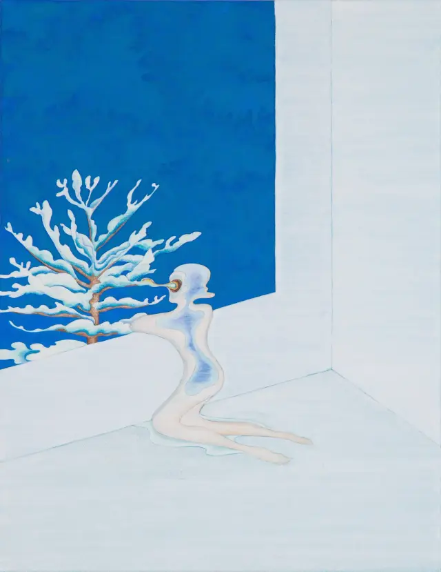 孤独な部屋 -lonely room- ・ 2023 ・ Washi paper, Japanese pigment on panel