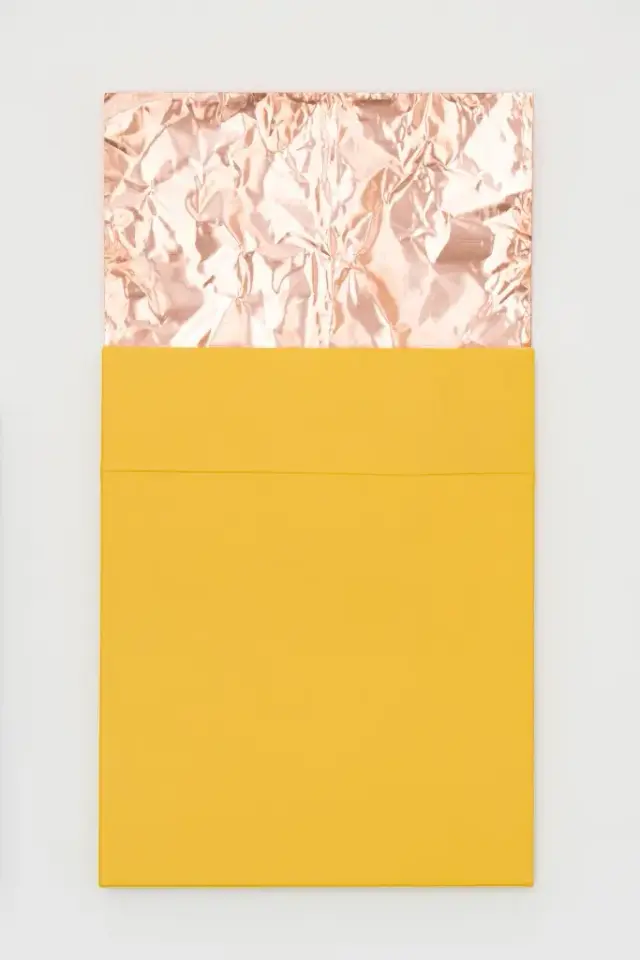 Doubles, 2014 Leather, thread, wood, copper, 40.2 x 74 cm, unique in series