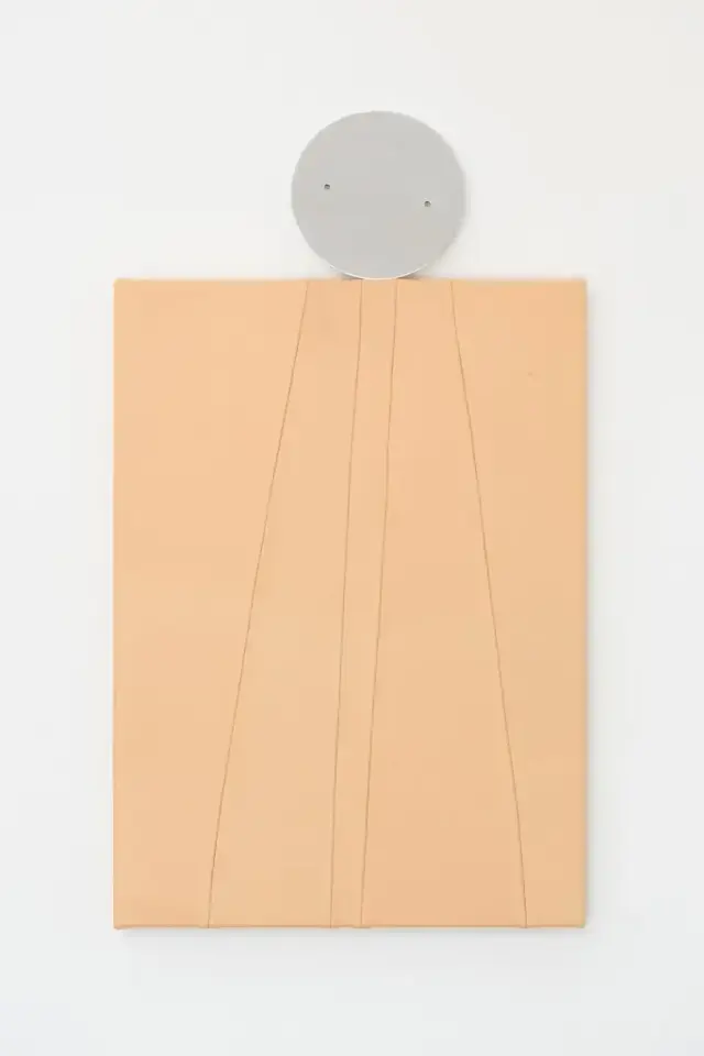 Doubles, 2014 Leather, thread, wood, aluminium, 40.2 x 70 cm, unique in series