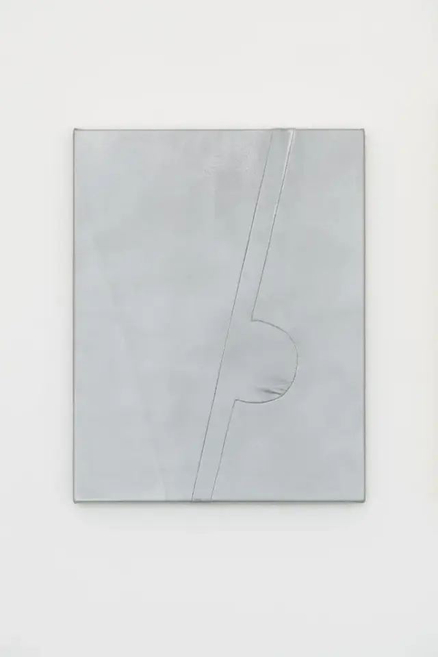 Singles, 2014 Leather, thread, wood, 35.5 x 44.5 cm, unique in series