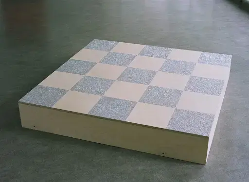 "untitled(discopodest)" plywood,glitter, 120x120x18cm, 2005