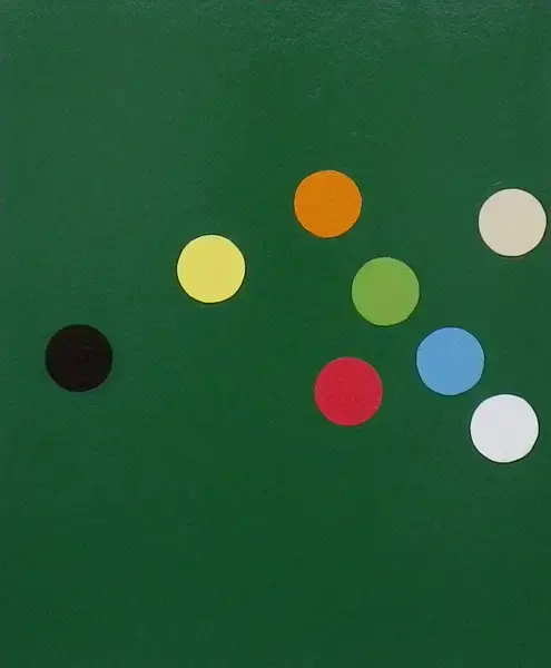 "billiards" 2010, acrylic and oil-base house paint on canvas, 45.5×38cm (each)