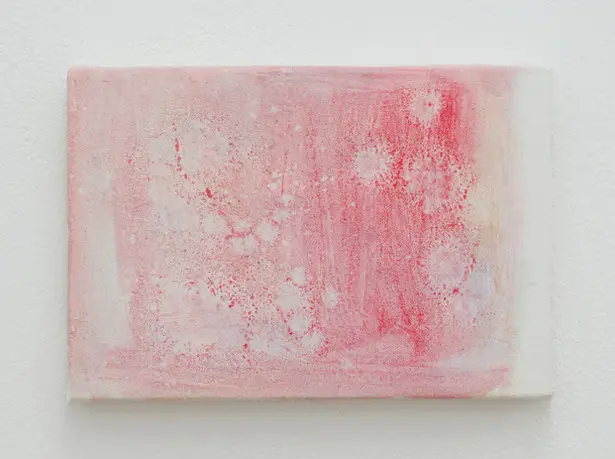 "＊ fickle dots (pink)" 2017, oil on canvas, 15.8×22.7cm