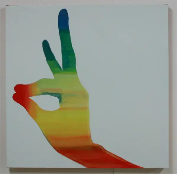 "thermo" 2003, acrylic and oil-base house paint on canvas, 80×80cm